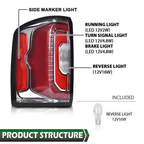 Solid Spare LED Tail Light Fit For 16-18 GMC Sierra 1500 Rear Brake Lamp Driver Side