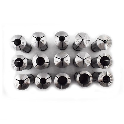 Solid Spare 15 Piece Set 1/8"-1" Capacity TIR 0.0005" High Precision 5C Round Collet