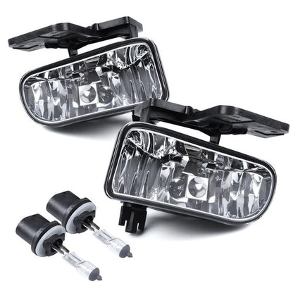 Solid Spare Fit For 99-02 Silverado/00-06 Suburban Chrome Clear Headlights + Fog Lights