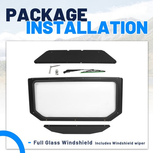 Solid Spare For Can-Am Maverick X3 DS/RC 2017+ 2025 ATV/UTV Glass Front Windshield w/ Wiper