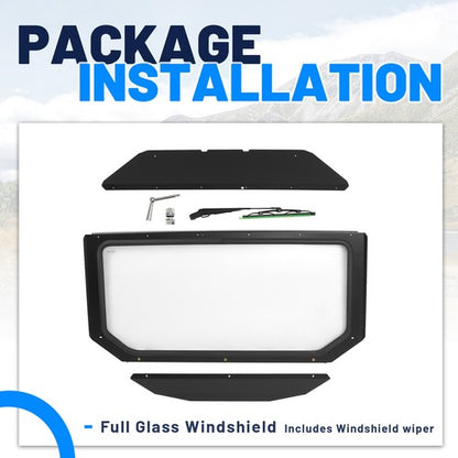 Solid Spare For Can-Am Maverick X3 DS/RC 2017+ 2025 ATV/UTV Glass Front Windshield w/ Wiper