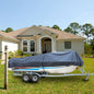 Solid Spare Boat Cover V-Hull 210D Gray 17-19Ft Waterproof Trailerable Fishing Ski Bass