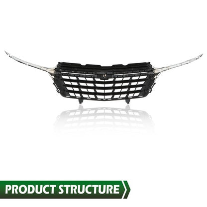Solid Spare Front Bumper Upper Grille Grill Black Chrome Fit For 2022-2023 Chevrolet Equinox