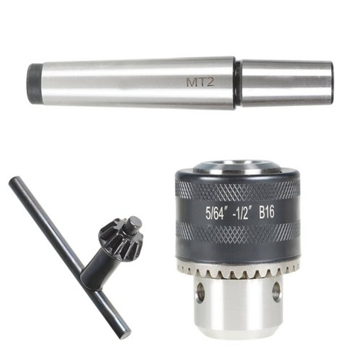 Solid Spare For Lathe MT2 5/64'' to 1/2'' Drill Chuck Tool With Morse Taper Arbor and Key