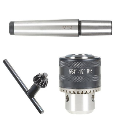 Solid Spare For Lathe MT2 5/64'' to 1/2'' Drill Chuck Tool With Morse Taper Arbor and Key