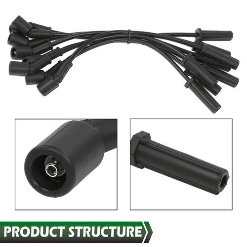 Solid Spare 8PCS Fit For Silverado 1500 Tahoe GMC Square Ignition Coil & Spark Plug & Wires