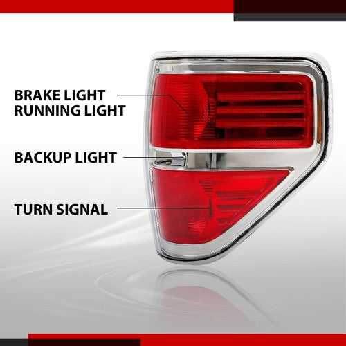 Solid Spare For 2009-2014 Ford F-150 Pickup Truck Rear Tail Lights Brake Lamps Assembly Kit