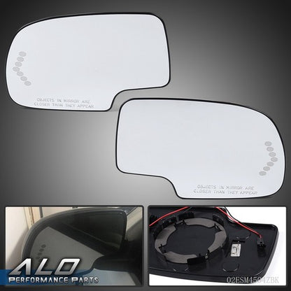 Solid Spare Fit For 03-2007 Chevy GMC Cadillac Power Mirror Glass Heated Passenger & Driver