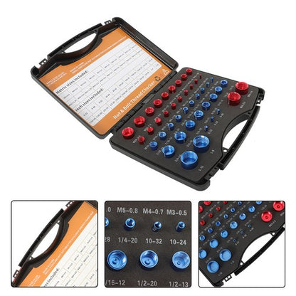 Solid Spare Nut and Bolt Thread Checker 44 Pieces 23 Inch And 21 Metric Sets In Case