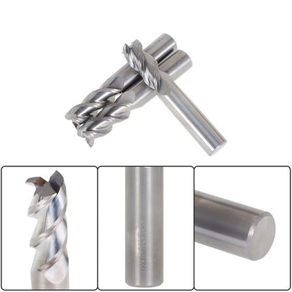 Solid Spare 1/2" 3 Flute Carbide End Mill for Aluminum x 1-1/4" Cutting Length 3PCS