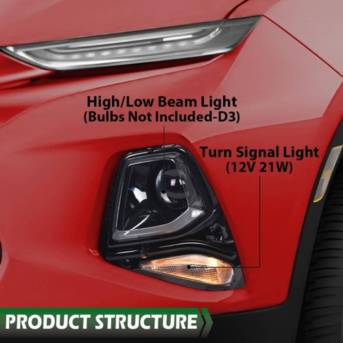 Solid Spare Fit For 2019-2021 Chevy Blazer HID/Xenon Model Left Projector Headlight Headlamp
