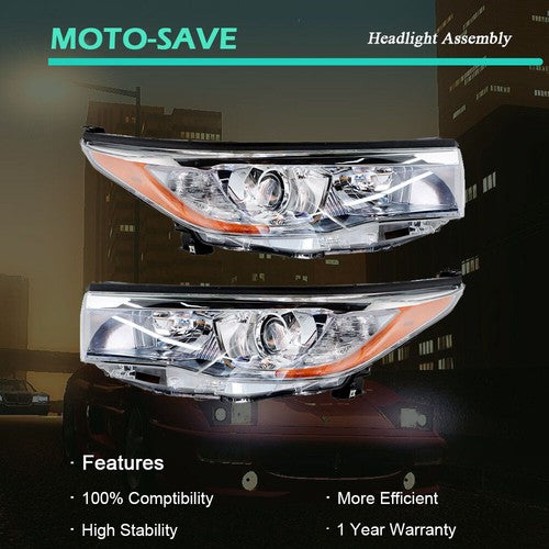 Solid Spare Left+Right Side Clear Front Headlights Headlamps For Toyota Highlander 2014-2016