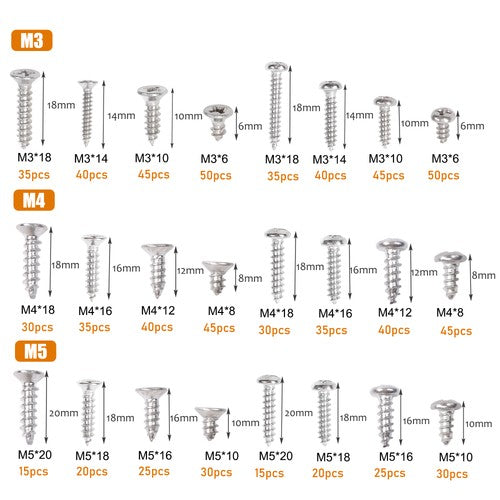 Solid Spare M3 M4 M5 size 815 pieces Stainless Steel Bolts and Nuts Combination Kits