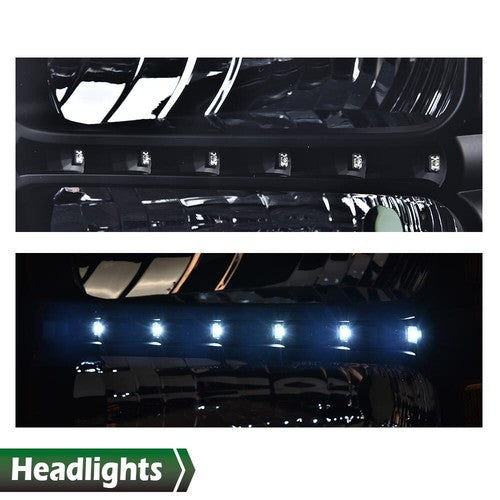 Solid Spare Smoke Lens LED DRL Headlights Fit For 05-07 Ford F250 F350 F450 F550 Super Duty