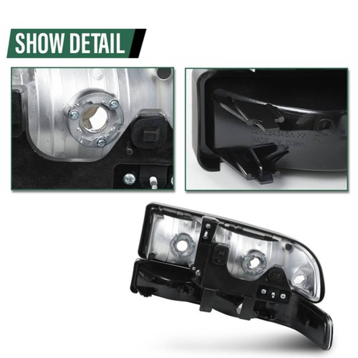 Solid Spare Fit For 98-04 Chevy S10 Blazer Black/Clear Corner Headlights Bumper Headlamps