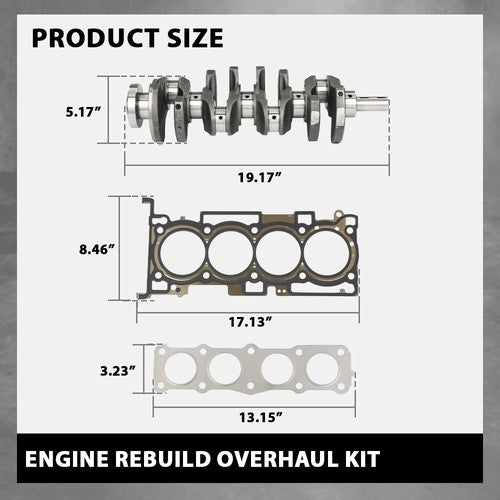 Solid Spare Engine Rebuild Kits w/ Crankshaft Con Rods Timing Kit For Hyundai Kia G4KJ 2.4L