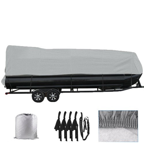 Solid Spare Waterproof 21-24ft Boat Cover Trailerable Pontoon Dust Resistant Gray
