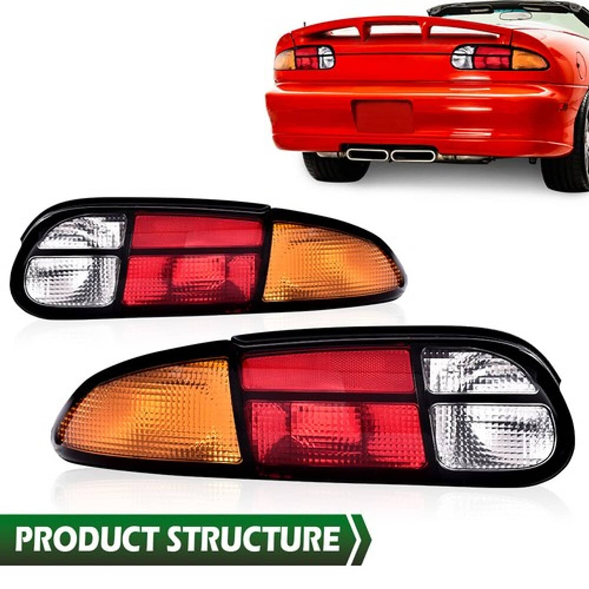 Solid Spare Tail Lights Brake Lamps Assembly Left+Right Fit For 1993-2002 Chevrolet Camaro
