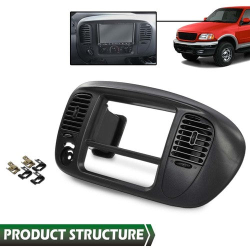 Solid Spare Fit For 1997-2003 Ford F150 Expedition Radio Climate Trim Bezel Dash Panel Black