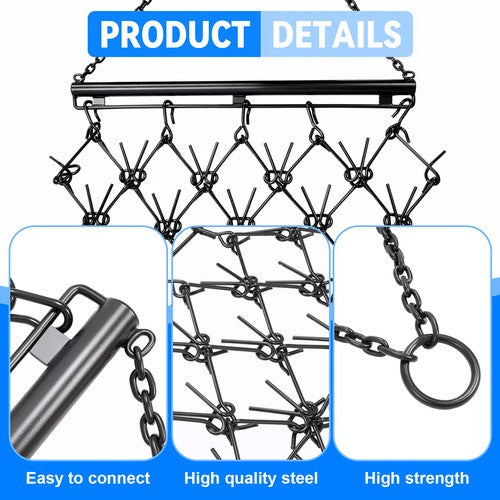 Solid Spare Steel Drag Harrow 4X4FT Heavy Duty Chain For ATV UTV Tractor Leveling Grading