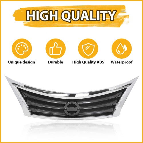 Solid Spare For 2013 - 2015 14 Nissan Altima Front Bumper Grille Upper Grill Assembly Chrome