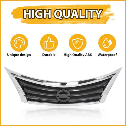 Solid Spare For 2013 - 2015 14 Nissan Altima Front Bumper Grille Upper Grill Assembly Chrome
