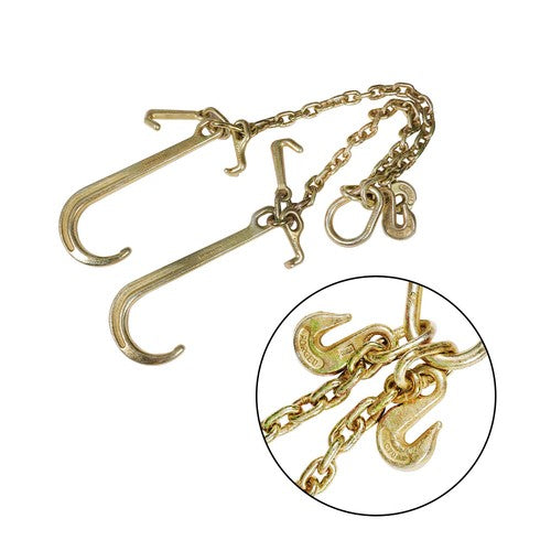 Solid Spare US 0900134 V Type Tow Chain J Hook 3/8 x 2´ Grab Hook Tractor Car Wrecker Truck