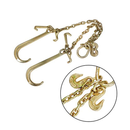 Solid Spare US 0900134 V Type Tow Chain J Hook 3/8 x 2´ Grab Hook Tractor Car Wrecker Truck