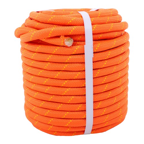 Solid Spare 1/2"×125' Double Braid Polyester Rope 8400Lbs Breaking Strength Bull Rope Orange