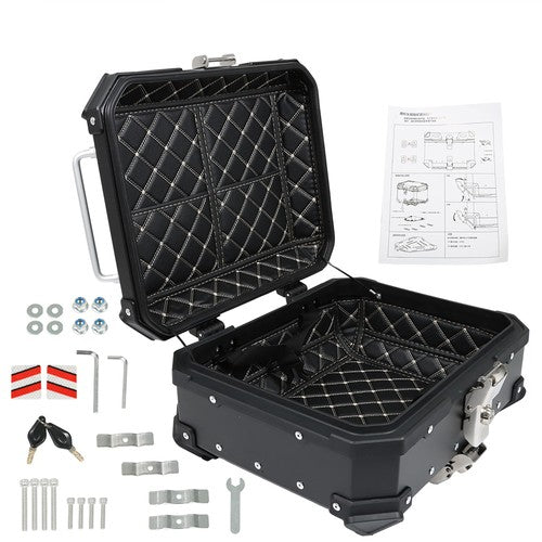 Solid Spare Motorcycle Aluminum Trunk Rear Top Case Luggage Tour Tail Tool Box Lock 22L