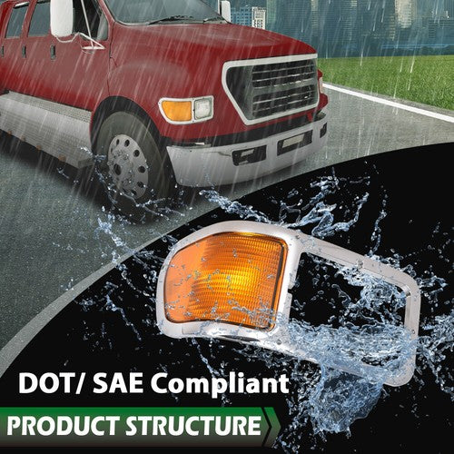 Solid Spare Fit For 2000-2015 Ford F650 F750 F-650 -F750 Headlights Bezel Corner Light Pair