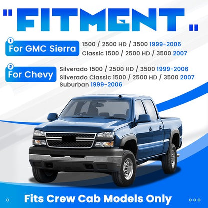 Solid Spare For 99-07 Chevy Silverado GMC Sierra 4 Door Crew Cab Rocker Panels & Cab Corners