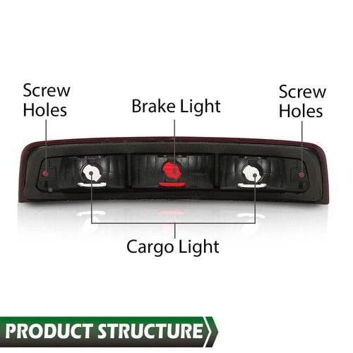 Solid Spare New Fit For 2011-2018 Ram 1500 2500 3500 High Mount Third Brake Light Cargo Lamp