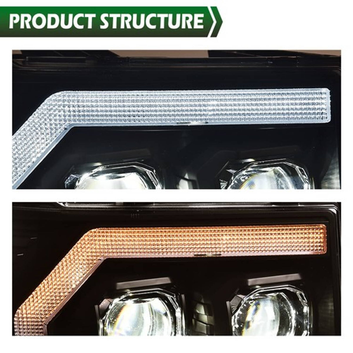 Solid Spare Fit For 07-2013 GMC Sierra 1500 2500HD 3500HD LED DRL Projector Headlight Black