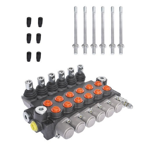 Solid Spare 13 GPM 3600 PSI 6 Spool Hydraulic Control Valve Double Acting SAE Ports