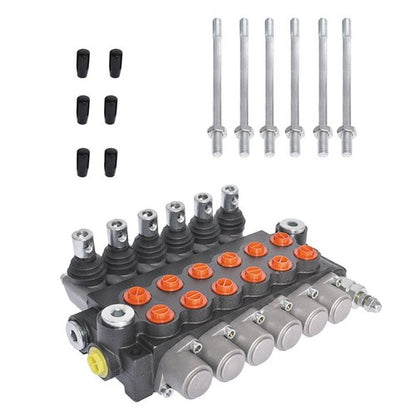 Solid Spare 13 GPM 3600 PSI 6 Spool Hydraulic Control Valve Double Acting SAE Ports