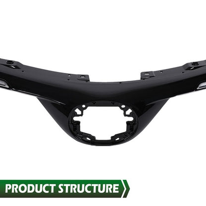 Solid Spare Fit For 2016-2018 Toyota RAV4 Front Bumper Upper Hood Grille w/ Chrome Trim