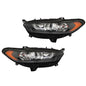 Solid Spare Clear Lens Headlights Replacement Halogen Black For Ford Fusion 2013-2016 LH+RH