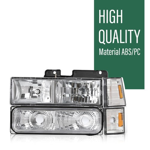 Solid Spare Fit For 1994-1998 GMC C10 C/K Sierra Headlights+Bumper Corner Lights Replacement