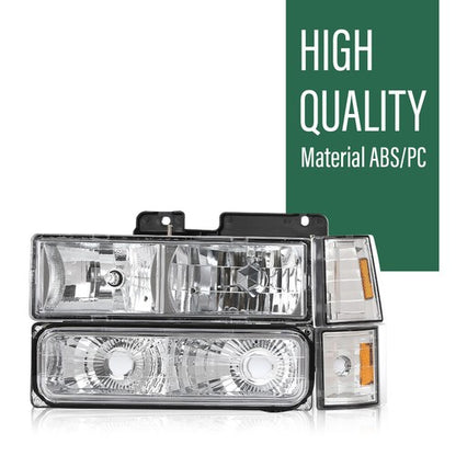 Solid Spare Fit For 1994-1998 GMC C10 C/K Sierra Headlights+Bumper Corner Lights Replacement