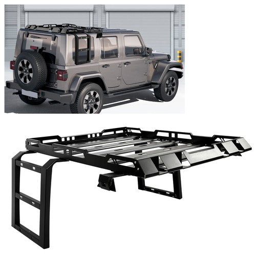 Solid Spare For Jeep Wrangler JK 07-18 Roof Rack Luggage Carrier Cargo 2 Side Ladders 330LB