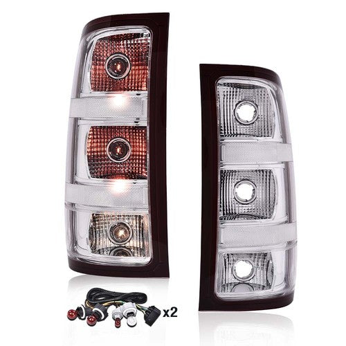 Solid Spare Fit For 07-13 GMC Sierra 1500 2500 3500HD Rear Tail Lights Brake Lamps Chrome
