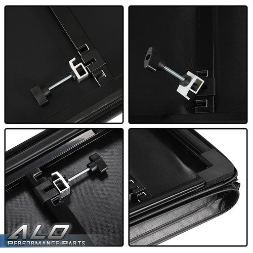 Solid Spare Four-Fold Tonneau Cover 8Ft Long Bed Fit For 14-21 Toyota Tundra Lock