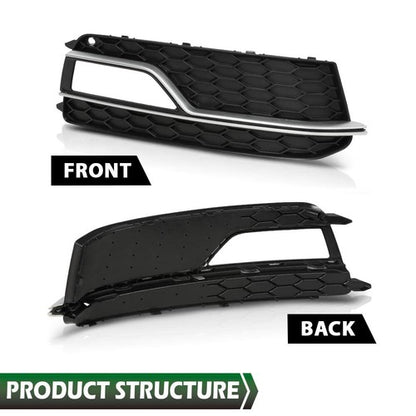Solid Spare Fit For 2013-2016 Audi S5 A5 S-Line Front Bumper Fog Light Grilles Cover LH & RH