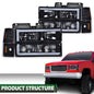 Solid Spare Fit For 94-00 Checy GMC C/K Suburban LED DRL Headlights + Bumper Corner Lamps