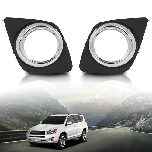 Solid Spare Fit For 2009-2012 Toyota RAV4 Front Bumper Fog Light Bezel Lamp Trim Left+Right