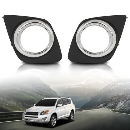 Solid Spare Fit For 2009-2012 Toyota RAV4 Front Bumper Fog Light Bezel Lamp Trim Left+Right