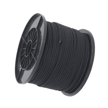 Solid Spare 3/16 inch Black Polypro Rope 500 Feet Hollow Braid Tensile Strength 750 Pounds