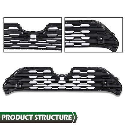 Solid Spare Fit For 2019-2022 Toyota RAV4 Front Center Bumper Grille Grill w/ Radar Holes