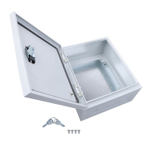 Solid Spare 12x10x6" NEMA 4X Steel Electrical Box, IP56 Waterproof Lockable w/Mounting Plate